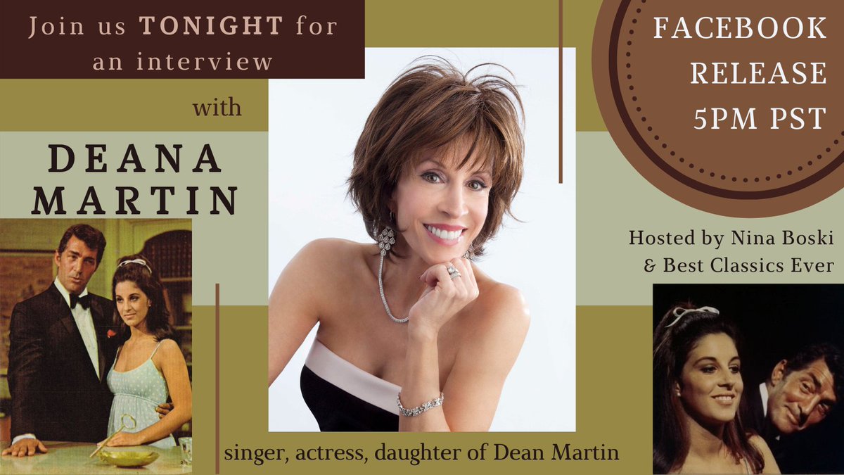 Join Nina Boski for a lively and up close and personal interview with <a href="/DeanaMartin_/">Deana Martin</a>  today at 5p PST when we talk about classic Hollywood and how she continues to share her Dad's (DEAN MARTIN) legacy of performing. ✨❤✨Watch here facebook.com/bestclassicsev…

 #CLASSICMOVIEHUB