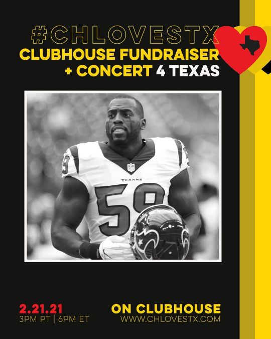 Merci380's tweet photo. Join me on @joinclubhouse now as we kick off a week long telethon to help raise funds for Texas. You can donate now https://t.co/H0rWz6GpKz #chlovestx #houstrong https://t.co/5kLNIZXmMn