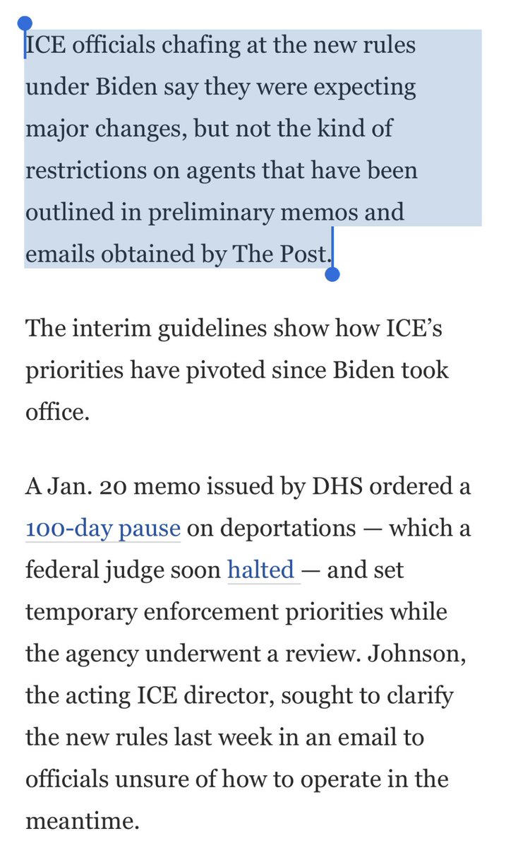 @TRNshow @HollarRondane @ExistentialEnso Since we’re uploading bits of news articles. Per WaPo, “They’ve abolished ICE without abolishing ICE,” said one distraught official who spoke on the condition of anonymity.

He’s clearly taking steps in the right direction even despite being hindered by a conservative judge.