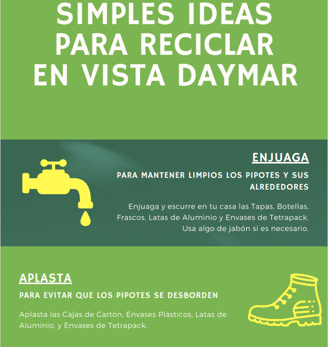 Vecinos, ayúdanos a mantener limpio el punto de reciclaje de nuestra residencia, siguiendo estas simples reglas.

Regla 1.