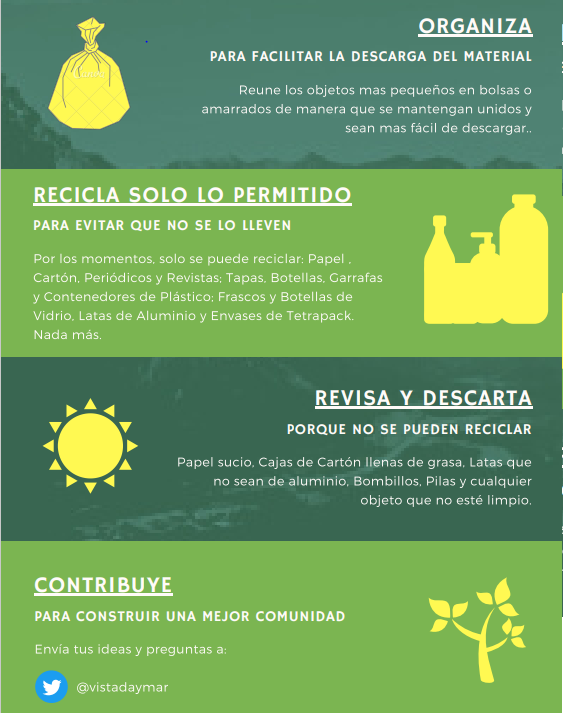 Vecinos, ayúdanos a mantener limpio el punto de reciclaje de nuestra residencia, siguiendo estas simples reglas.

Regla 2.