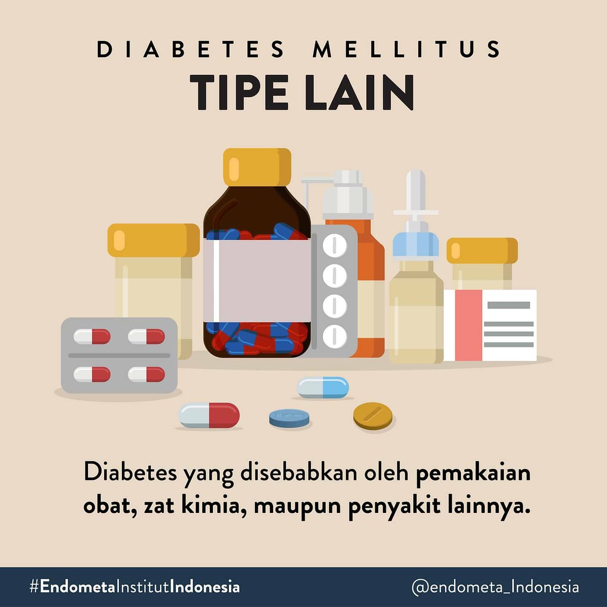 ENDOMETA_INDO's tweet photo. Diabetes tipe lain adalah jenis diabetes yang tidak termasuk dalam tipe diabetes sebelumnya. Dapat disebabkan oleh faktor genetik, infeksi, obat, &amp; zat kimia lain.
#DiabetesMellitus #EdukasiMedis #PublicHealth #Germas #HidupSehat #ENDOMETA #PBPERKENI #PBPERSADIA https://t.co/l04clVxjyF