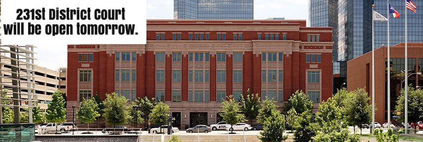 JudgeNevarez's tweet photo. The 231st District Court will be open for business tomorrow, Monday, Feb. 22nd, 2021! https://t.co/4zIac8QqcX