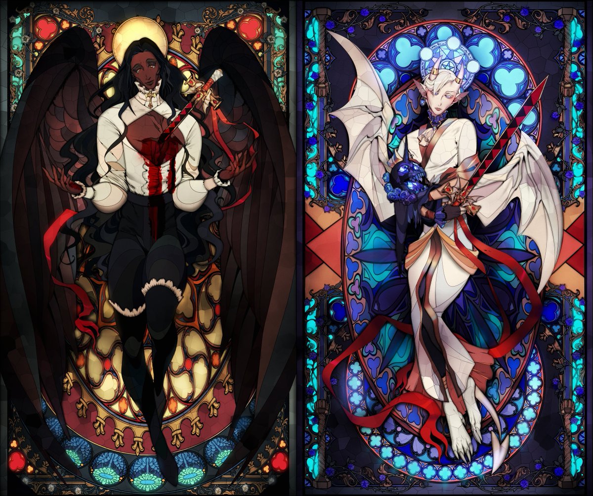 desu_box's tweet photo. SFW | Stained glass Patreon rewards

#DesuBox #Anime #SFW #stainedglass #Gothic #Fantasy #Commissions #Angel #Demon https://t.co/XPcuckwRIv