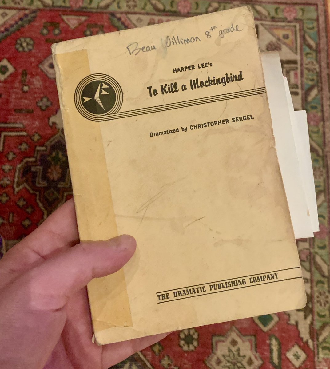 BeauWillimon's tweet photo. Just found this while cleaning out old boxes - the rehearsal script for the first play I was ever in. 8th grade. I played Jem. https://t.co/8D8QkM39oe