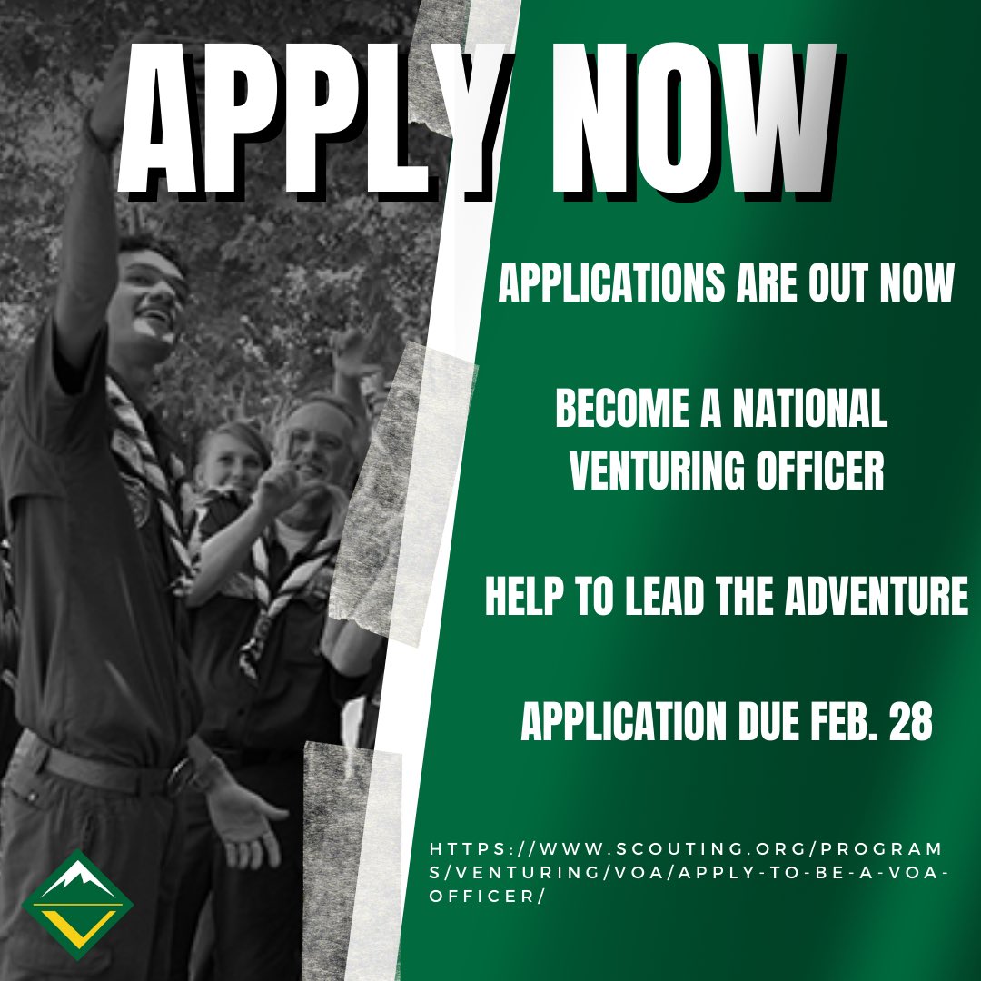 One week left until submissions for National VOA officer applications close! Submit your application today! scouting.org/programs/ventu…