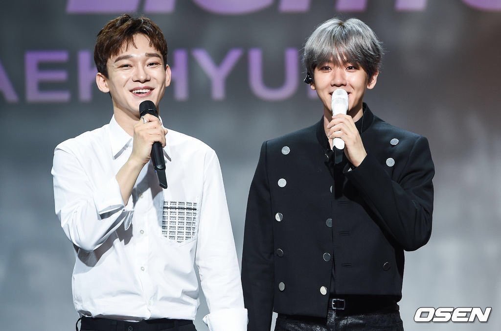 190710: Jongdae being the special MC for Baekhyun’s ‘City Lights’ first solo debut press conference 