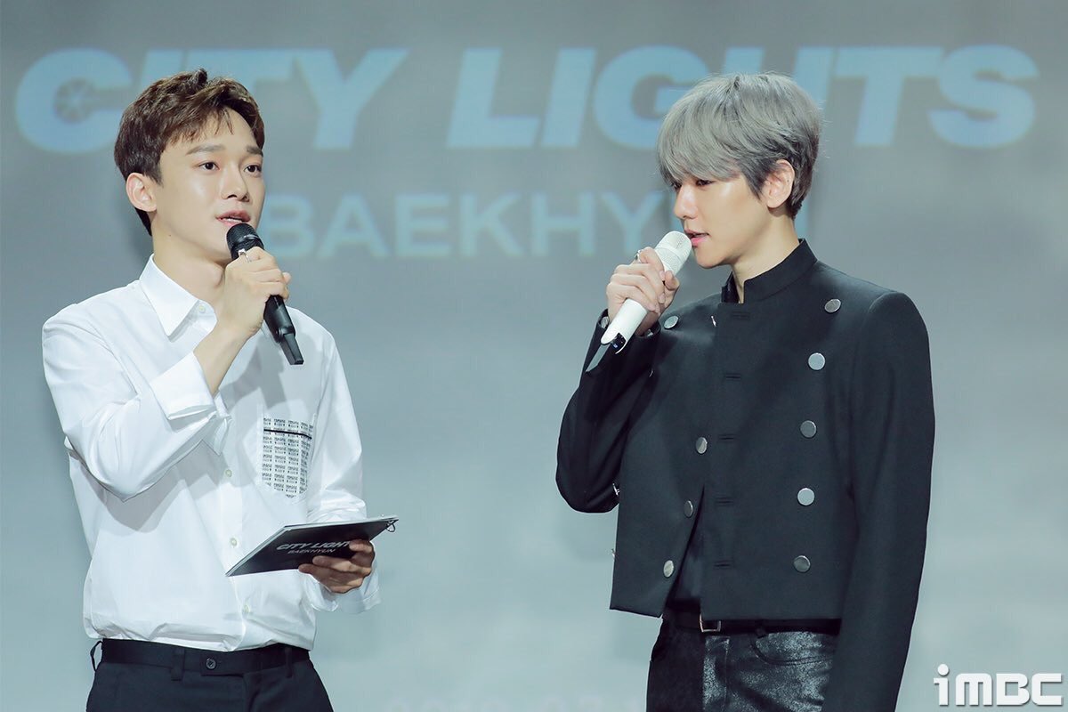 190710: Jongdae being the special MC for Baekhyun’s ‘City Lights’ first solo debut press conference 