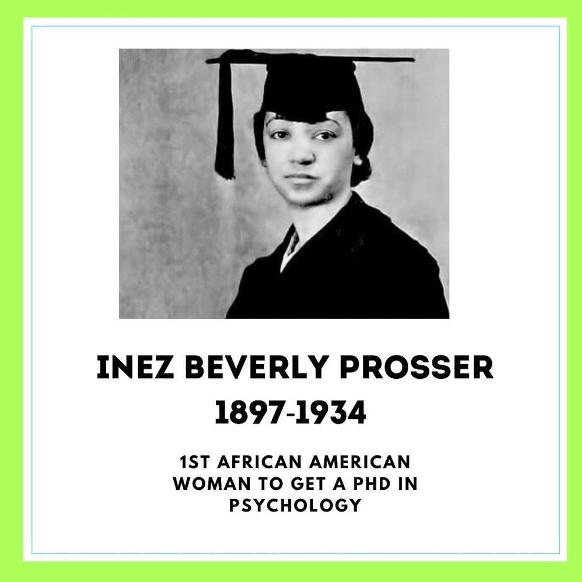 Born into a family of 11 children, Inez Beverly Prosser is the first African American woman to receive a Phd in psychology. She had a lifelong passion for education and helped assist many African American students obtain money for college. #BlackHistoryMonth