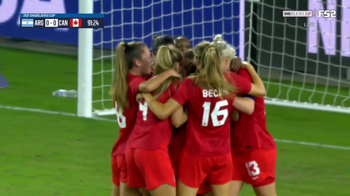 Canada finally breaks through! 🙌

Sarah Stratigakis finds the back of the net to give @CanadaSoccerEN the lead in the 92nd minute 🇨🇦