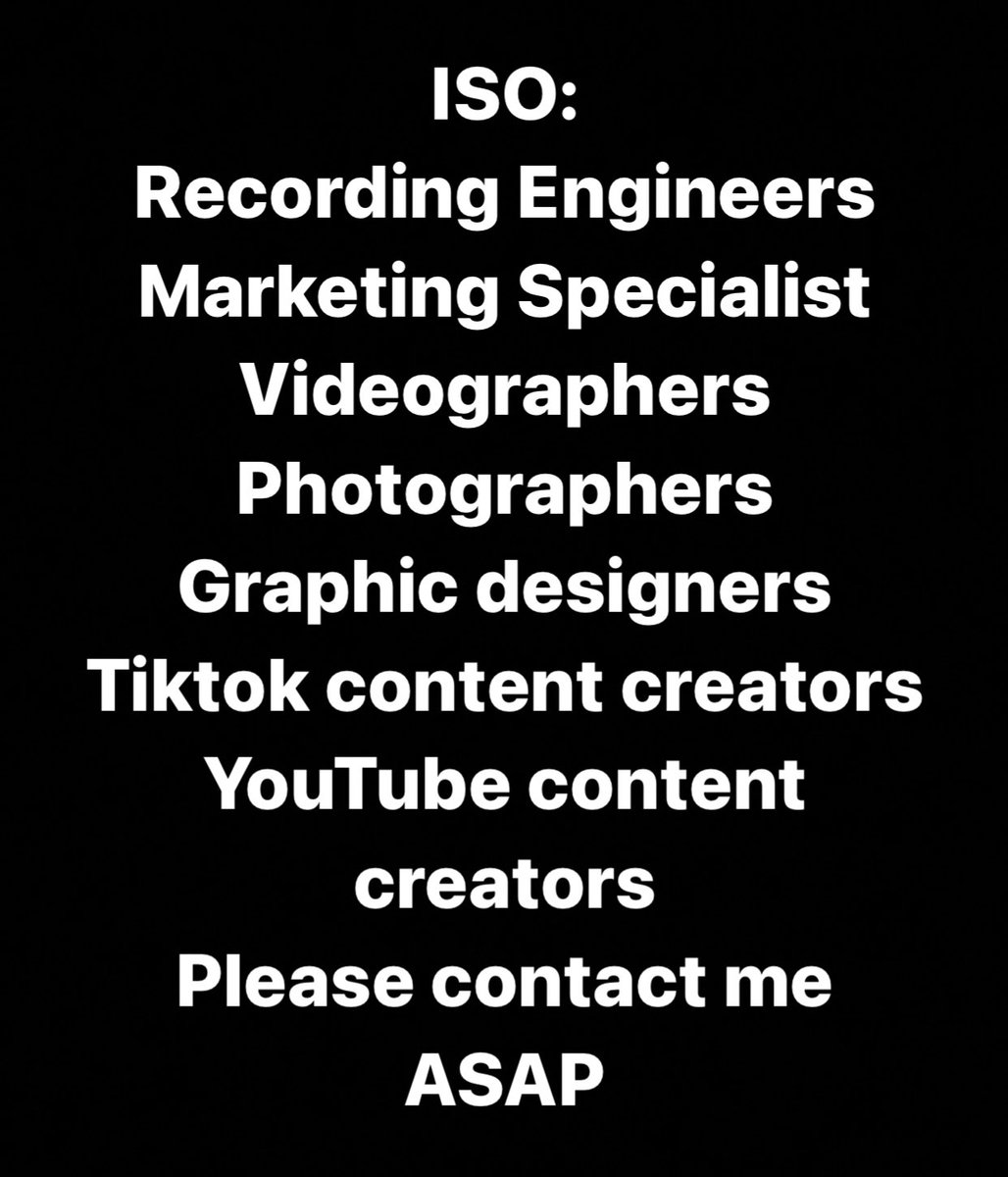 DJSupaman3's tweet photo. Please be in the central Florida area. I'm in search of these positions that need to be filled immediately, please share this with anyone that work in these services. Please Contact me asap #iso #lookingfor #videographer #photographer  #graphicdesigner #musicmarketing #podcaster https://t.co/uOtVc352o2