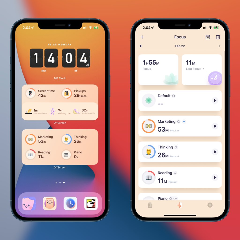 OffScreen_App's tweet image. 🎉OffScreen 3.2 for iOS now available!! 

Now you can set daily goals and reminders for the focus tag, and view the progress in both the app and widget.

Download offscreen.app