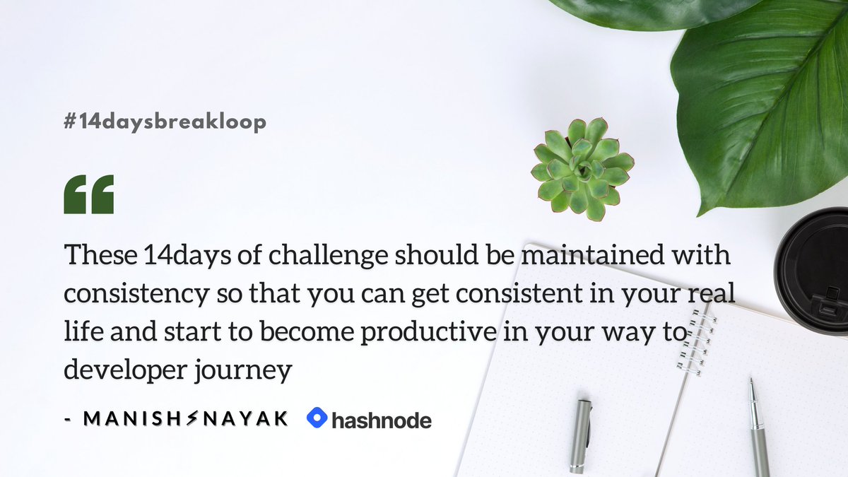 100daysofcodes's tweet image. It&apos;s a great write up Manish ( @NovaManish )🎉 

Let&apos;s rock this challenge together 🙌

#100daysofcode  #14daysbreakloop 

Link - nayakmanish.hashnode.dev/14daysbreakloo…