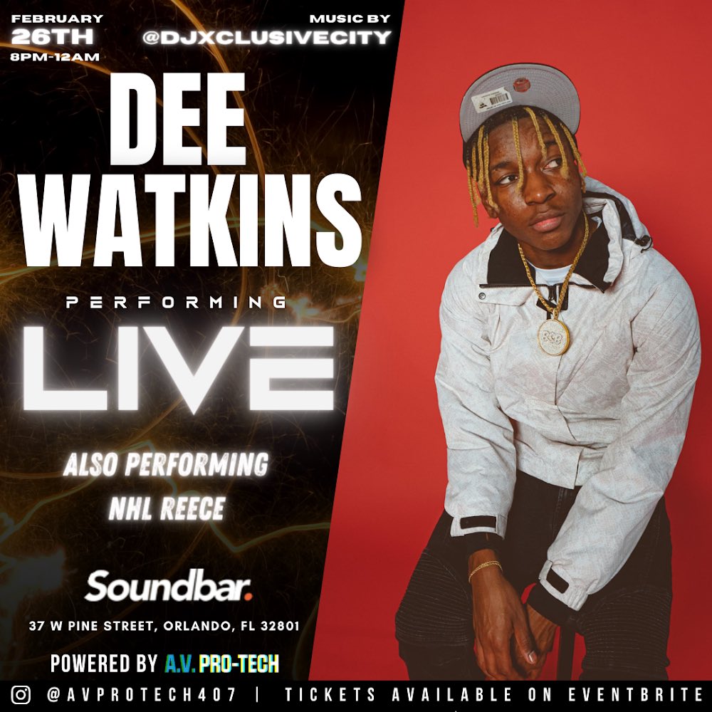 i’m preforming 2/26/21 at soundbar yall show love and buy a ticket🧡🧡🌎🌎🌎🌎 eventbrite.com/e/dee-watkins-…