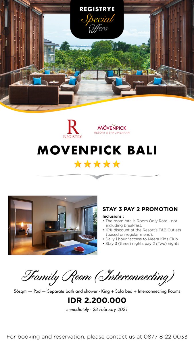 registry_e's tweet photo. RegistryE | Hotel's Offers. For booking and reservation, please contact us at 0877 8122 0033 #RegistryE #Staycation #Hotel #Bali #Luxury #Holiday #Lifestyle #apologizetosoojin #kaixgucci #aniesngapainaja #attackontitanfinalseason #mufc #aotseason4NHK #언제나_정우편 #Promo #Deals https://t.co/LFjRaihkX4