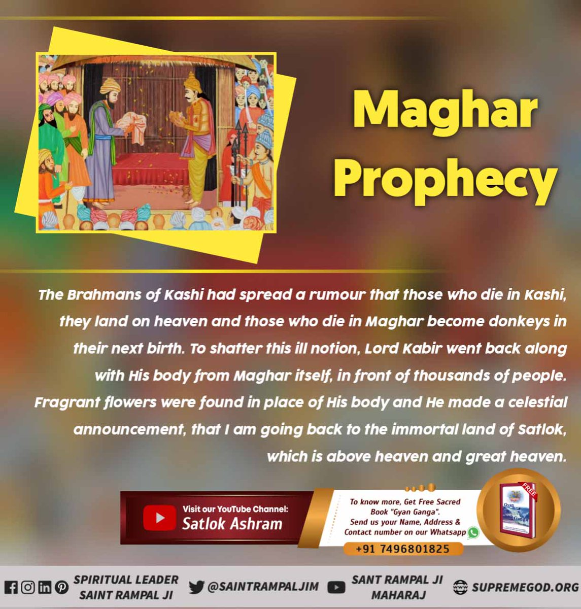 nama_laxmi's tweet photo. #कबीरपरमेश्वर_प्रस्थानदिवस

There is a river in Maghar named Aami, which became dry and empty because of the curse of Shiv Ji. The dry river Aami again Started to flow by Devine power of Lord Kabir Ji.

Must Visit Satlok Ashram YouTube Channel

#23Feb_GodKabir_PrasthanDiwas https://t.co/nQOM3KW7ob
