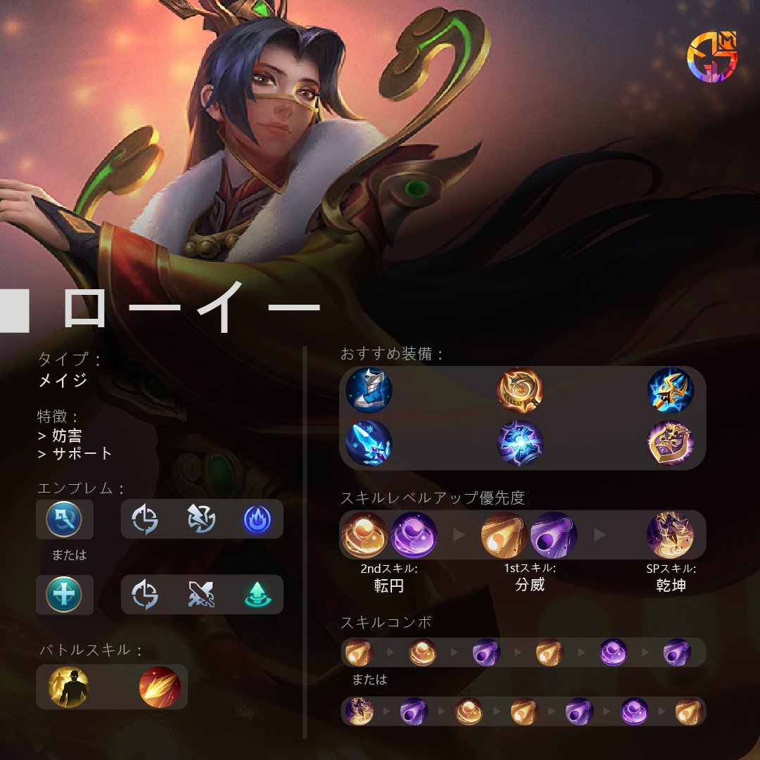 公式 モバイルレジェンド ローイー ガイド お勧め装備やエンブレム スキルレベルアップ優先度 スキルコンボ 全部こちらに納まってる 早くチェックして学ぼう モバレ モバイルレジェンド