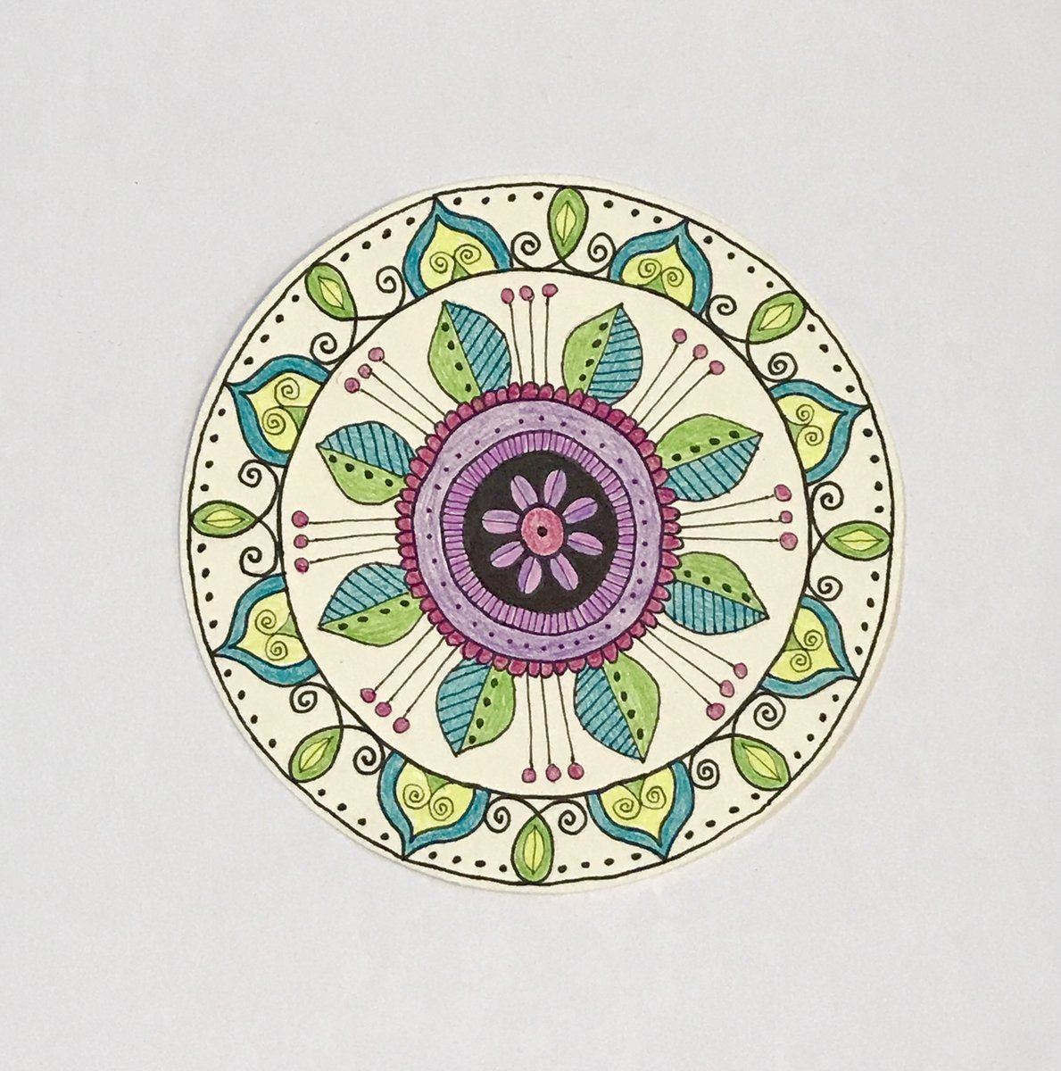 Mandals colored w markers and the other w colored pencils. Join me for this online event eventbrite.com/e/creative-doo… #ArtIsForEveryone #CobbArtRocks #Calm #StressRelief #Creativity #Vulnerability #Courage