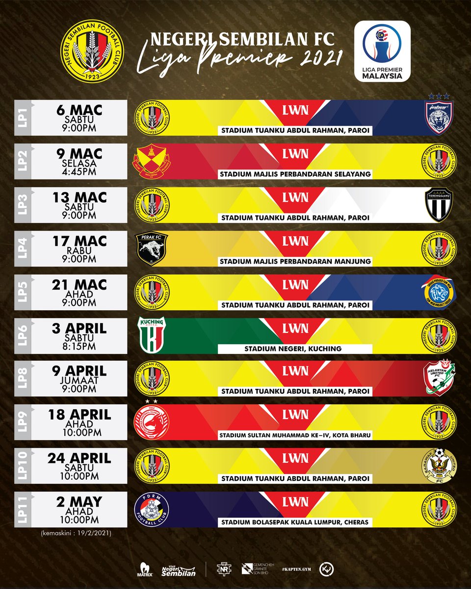 nsfc1923's tweet photo. JADUAL LIGA PREMIER MALAYSIA 2021

Apa macam Jang? On tak on? 🟡⚫️🔴

#NSFC
#HobinJangJobin https://t.co/tk67TjtNiQ