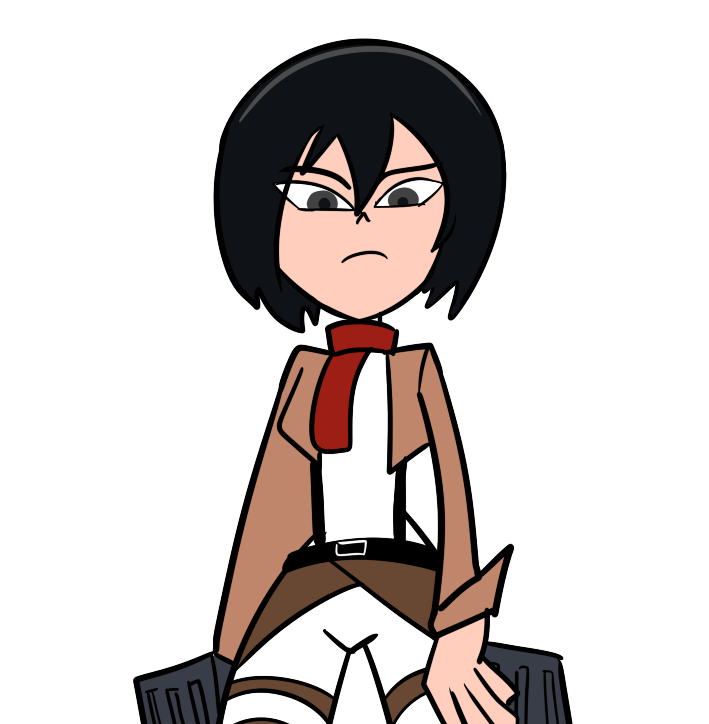 nettotototoriru's tweet photo. Mikasa Ackerman based off of the piece Butch Hartman traced and a screenshot from the Fairly Odd Parents show for the angle. https://t.co/tiwLz8z3G0