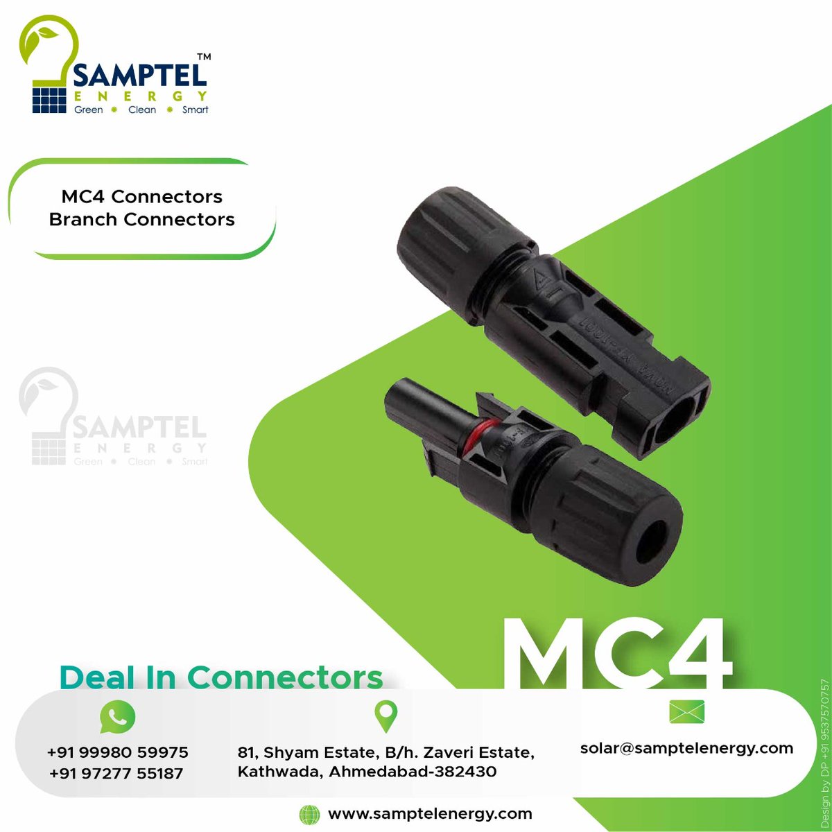 _samptelenergy's tweet photo. #SamptelEnergy is a Leading Supplier of Solar MC4 Connectors, and also AC MCB, DC MCB, Enclosure, AC Cables, DC Cables, Cable Tie, SPD (surge protection device), Branch Connector, etc in Ahmedabad, Gujarat, India.

📲 Call: +91 99980 59975

🌎 Web: https://t.co/t38S5fqRJI https://t.co/ZrQLJyCdBA