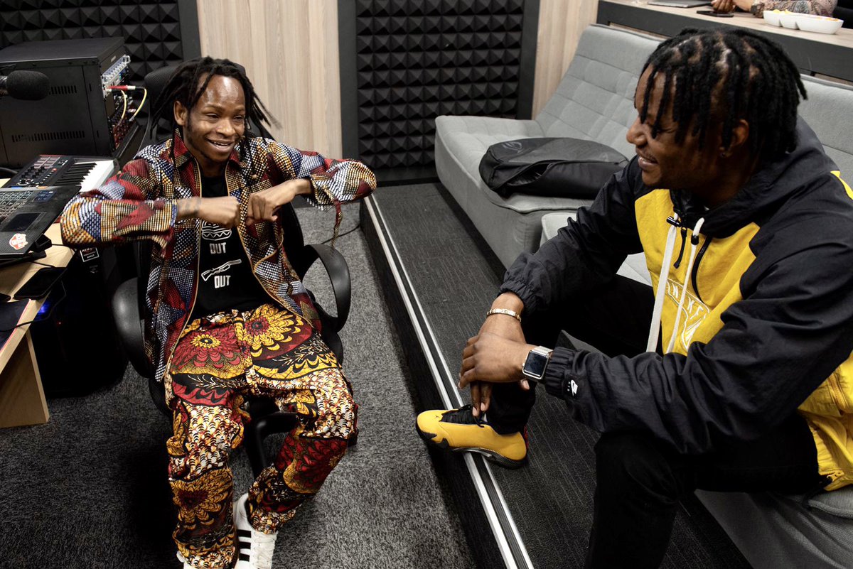 MiclSnr's tweet photo. Working on my long awaited album with the talented brother... @GeminiMajor #MiclnGraceStudios #miclsnr Shout out to my pillar of strengthens Manager @geethefirst https://t.co/VPd4v6T6hv