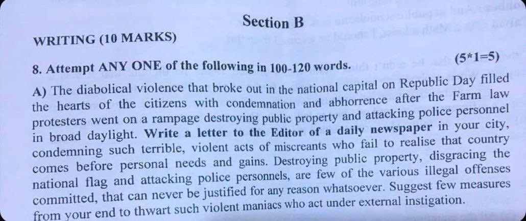 ShashiTharoor's tweet image. Is this an English language examination paper or do we now have exams on ‘How to Write Propaganda’? DAV School Gopalapuram pls clarify....