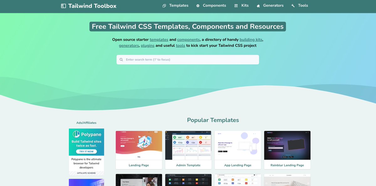 2. Tailwind ToolboxFree open-source Tailwind CSS starter templates and components to get you started quickly to creating websites in Tailwind CSS!Link:  http://tailwindtoolbox.com 