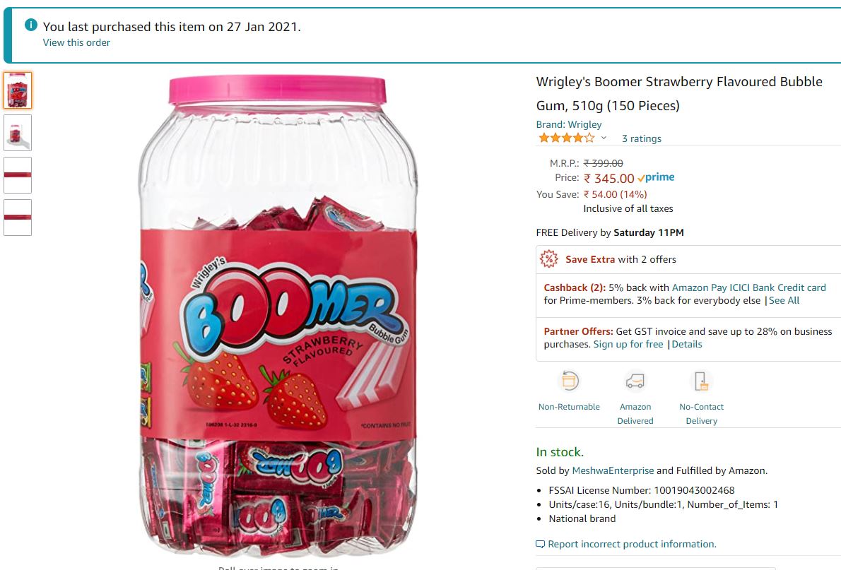 rjbindroo's tweet photo. @amazonIN @AmazonHelp - I don't like to use these platforms to raise issues. However, it's been 3 weeks and no progress made on my complaint. The amount is small but the question is of Trust here. I have been charged more than double the MRP of the attached product. MRP is Rs.150 https://t.co/MK0JjtL6Z6