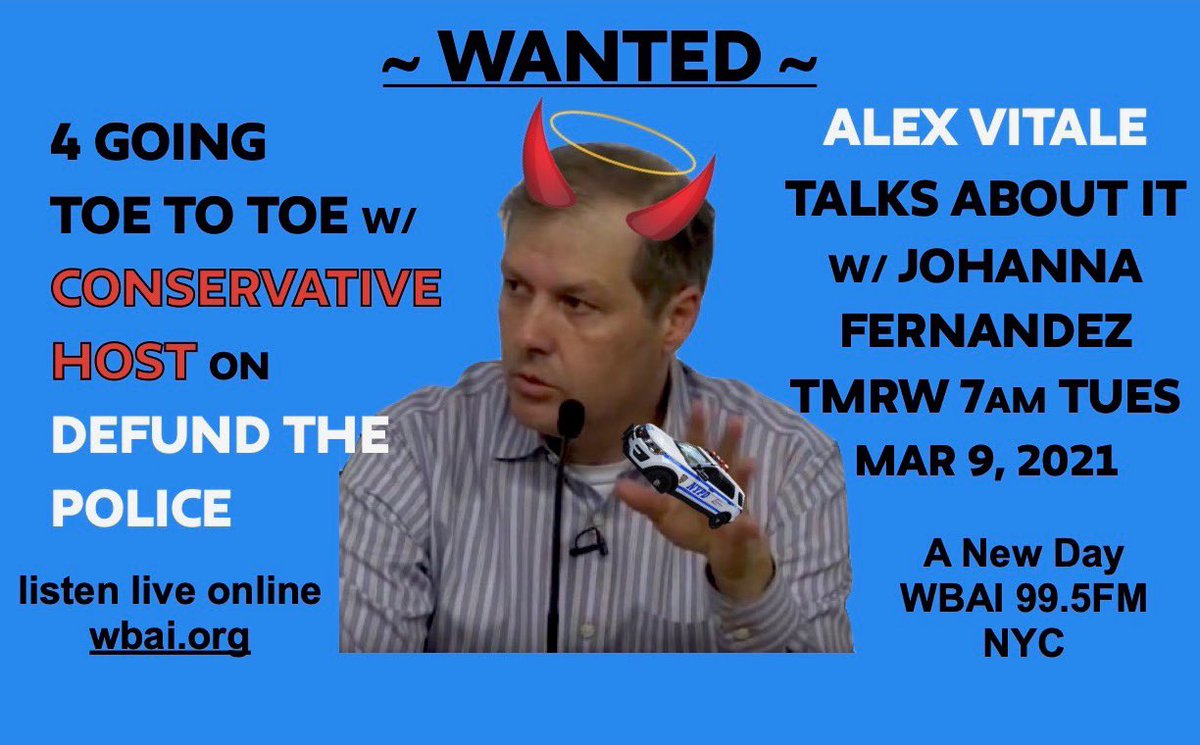 Johanna Fernandez (@jfernandez693) on Twitter photo Join me tomorrow LIVE with Alex Vitale 7am #AbolishThePolice <a href="/avitale/">Alex Vitale</a> <a href="/WBAI/">WBAI New York at 99.5 FM, streaming at wbai.org</a> #DefundThePolice Join me tomorrow LIVE with Alex Vitale 7am #AbolishThePolice <a href="/avitale/">Alex Vitale</a> <a href="/WBAI/">WBAI New York at 99.5 FM, streaming at wbai.org</a> #DefundThePolice