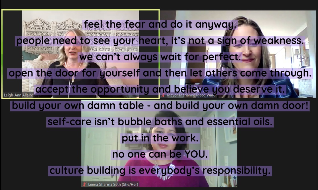 whitingholmes's tweet photo. Thank you @MariannMeedWard and @MendingtheChasm and @LeighAnnAllaire for an inspirational lunch hour. My notebook is overflowing with your words. "Build your own damn table" is our new 2021 motto! https://t.co/swDuxlvnf4