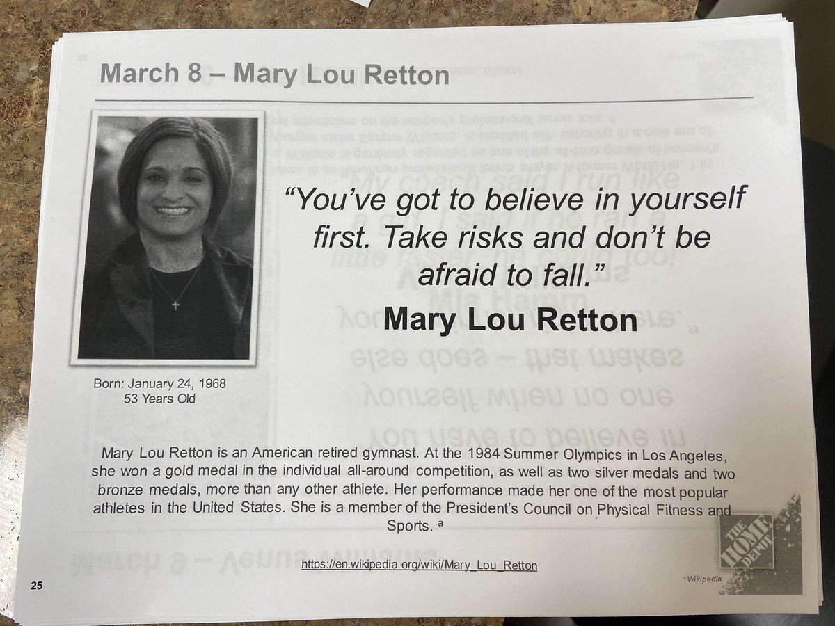 Today we recognized Mary Lou Retton. Retton was the first ever American woman to win the all-around gold medal at the Olympics and was the only one to do so for twenty years. #MWMar2021 <a href="/Danyelle_THD/">Danyelle Felder Starling</a> <a href="/Raelyn_THD/">Raelyn Baffy</a> <a href="/Manderpie88/">Mandy chapman</a>