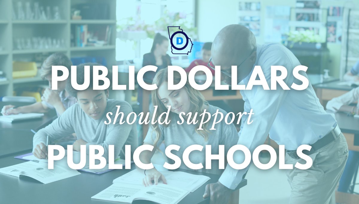 GAHouseDems's tweet photo. Georgia House Democrats believe that our public tax-dollars should be spent on our public schools that most Georgia families rely on.

@GaRepublicans believe that we should be giving more support to wealthy private schools.

Which do you support?
#gapol #gahouse https://t.co/8pN9GFYWnf