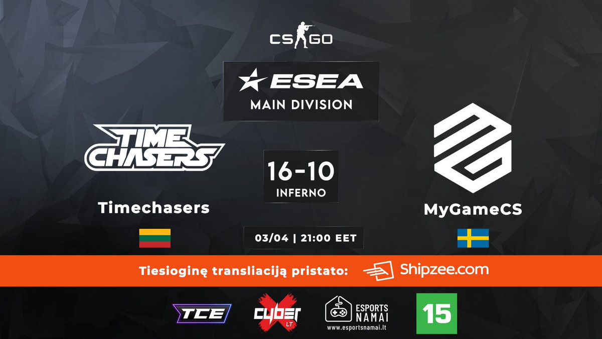 We've won against @MyGameSE! Now we're in 21st position in the ESEA Main division with 9W 5L! 2 more to go! 🔥