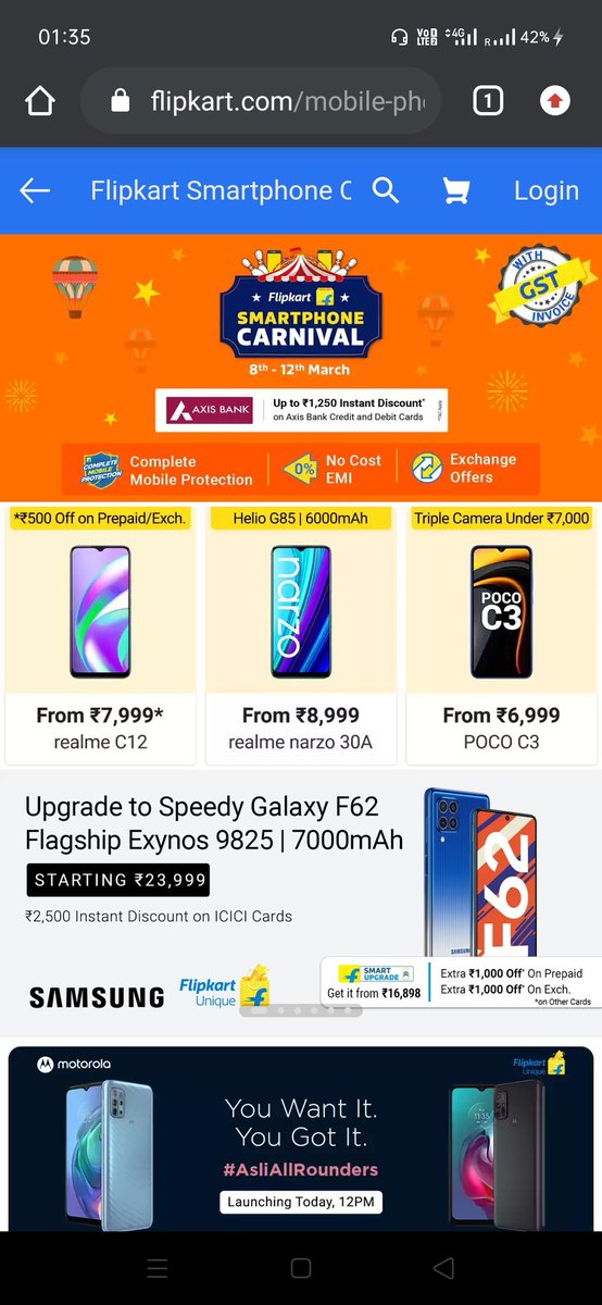 Tech_update2's tweet image. Smartphone Carnival on Flipkart

flipkart.com/mobile-phones-…