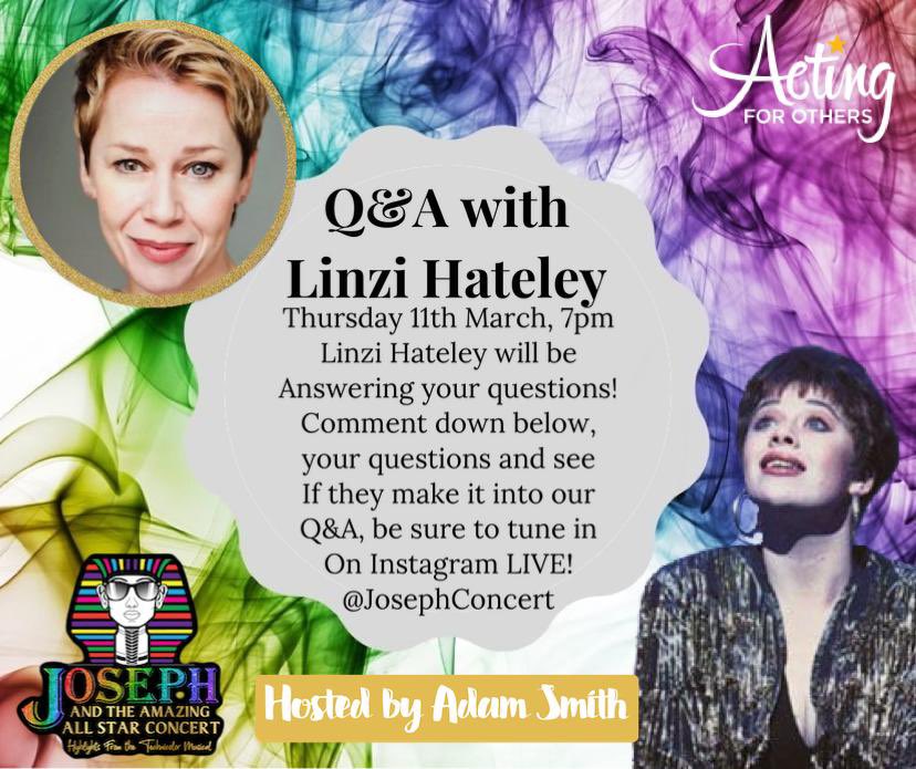 Joseph and the Amazing All Star Concert (@josephconcert) on Twitter photo Join our Presenter <a href="/adamkidsmith/">Adam Smith</a> live on Thursday 11th at 7pm on our Instagram page <a href="/JosephConcert/">Joseph and the Amazing All Star Concert</a>. As he talks to @LinziHateley , Narrator in Joseph alongside <a href="/JDonOfficial/">Jason Donovan</a> and <a href="/Schofe/">Phillip Schofield</a>. Comment and leave your question you would like to ask Linzi and you will get a mention! 🌈 Join our Presenter <a href="/adamkidsmith/">Adam Smith</a> live on Thursday 11th at 7pm on our Instagram page <a href="/JosephConcert/">Joseph and the Amazing All Star Concert</a>. As he talks to @LinziHateley , Narrator in Joseph alongside <a href="/JDonOfficial/">Jason Donovan</a> and <a href="/Schofe/">Phillip Schofield</a>. Comment and leave your question you would like to ask Linzi and you will get a mention! 🌈