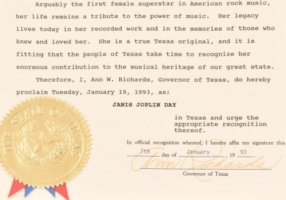 <a href="/HollandTaylor/">Holland Taylor</a> <a href="/BroadwayHD/">BroadwayHD</a> Ann Richards actually did this! She declared January 19th Janis Joplin Day! From one female Texas original to another: