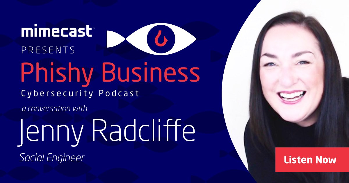 The Mimecast podcast is here! Episode one of #PhishyBusiness is now live! Listen to the first episode here with our wonderful guest Jenny Radcliffe. Download here via Spotify: ow.ly/C0oH102AUsl

Also available via Pocket Casts, Anchor, iTunes and Google Podcasts.
