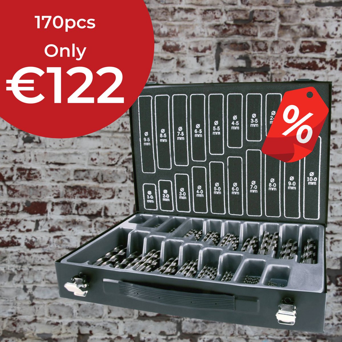 HLSToolStore's tweet photo. A workshop essential, never be short a steel drill bit again. Quality german made drill bit set with either 5 or 10 of every size between 1 and 10mm (including half sizes). Now only €122!
https://t.co/Ts8ZfwiTcI https://t.co/Q3nIe4QdsX