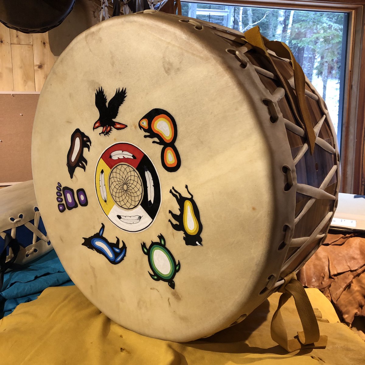 tribalspirit's tweet photo. Seven Teachings Drum 32” powwow drum. #tribalspiritmusic #powwowdrum #indigenousmade https://t.co/adPoYFTMGq https://t.co/bSdE0q9DR3