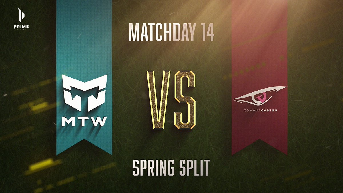 ⚔️ MATCHDAY ⚔️

@cowanaGaming it is. 👀

We almost beat them with 2 junglers. What could possibly go wrong this time?

Win the draft, win the game – easy strategy. ☑️

🕗 08:00 pm
📺 twitch.tv/primeleague

#MTWIN