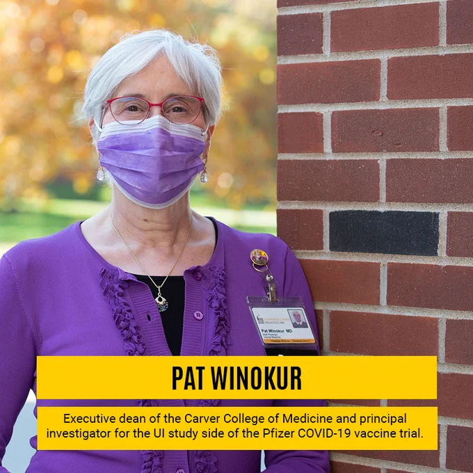 Portrait of Pat Winkokur, executive dean of the Carver College of Medicine and principal investigator for the UI study side of the Pfizer COVID-19 vaccine trial.