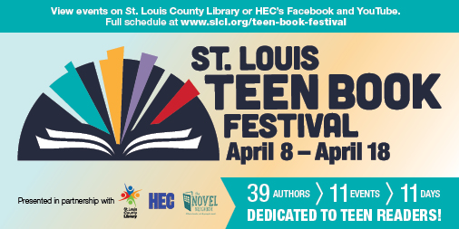 SLCL's tweet image. We’re excited to announce the St. Louis Teen Book Festival taking place online April 8-18. Featuring @marissa_meyer @zlikeinzorro @HoJay92 @adibkhorram @loanloan @ElleOnWords and many others! Details slcl.org/teen-book-fest…. Presented by @SLCL @hec-tv and @novelneighbor
