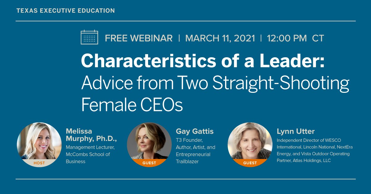 Celebrate #internationalwomensday and register for our convo about how to navigate the world of work. Hosted by UT’s Dr. Melissa Murphy, w/ Lynn Utter (<a href="/utterwl/">Lynn Utter</a>) and me. This Thurs, 3/11 at 12PM CT! Register here: bit.ly/2PrVsG0
#IWD2021 #womenwhomeanbusiness #execed