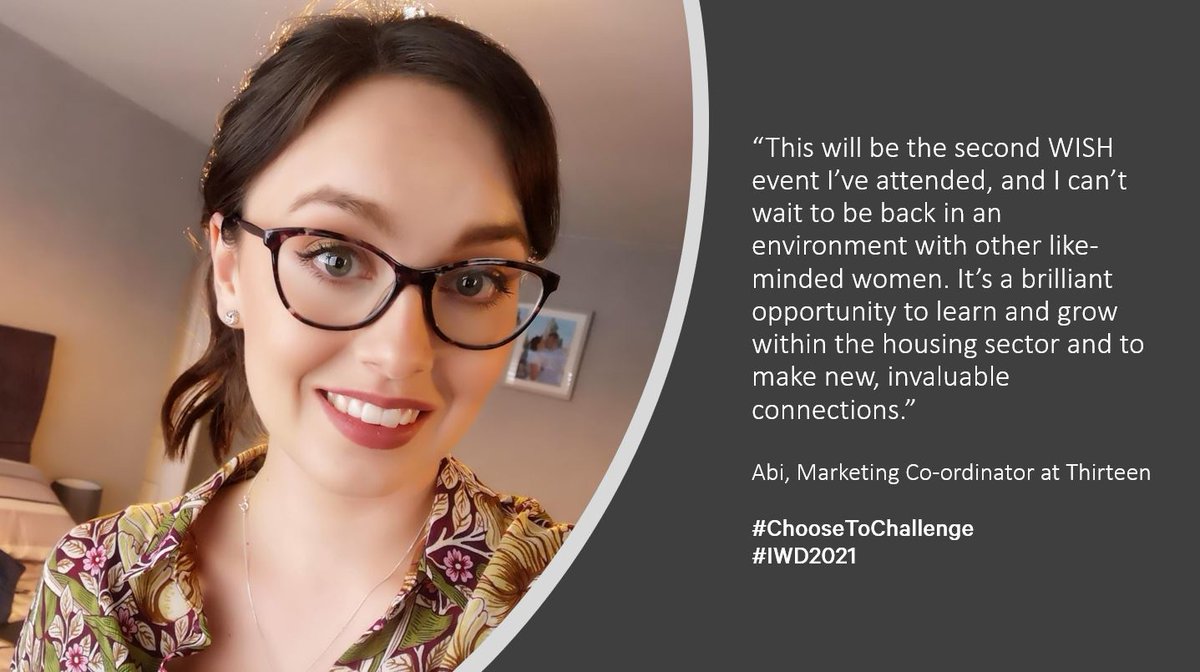 Thirteen_Group's tweet photo. We're counting down to the @wishnortheast  #ChooseToChallenge event this Friday. As proud event sponsors, we've asked some of our inspirational colleagues what they're looking forward to when they attend. Here's what Abi said. 

#IWD2021 https://t.co/Q3MuqPjyJu