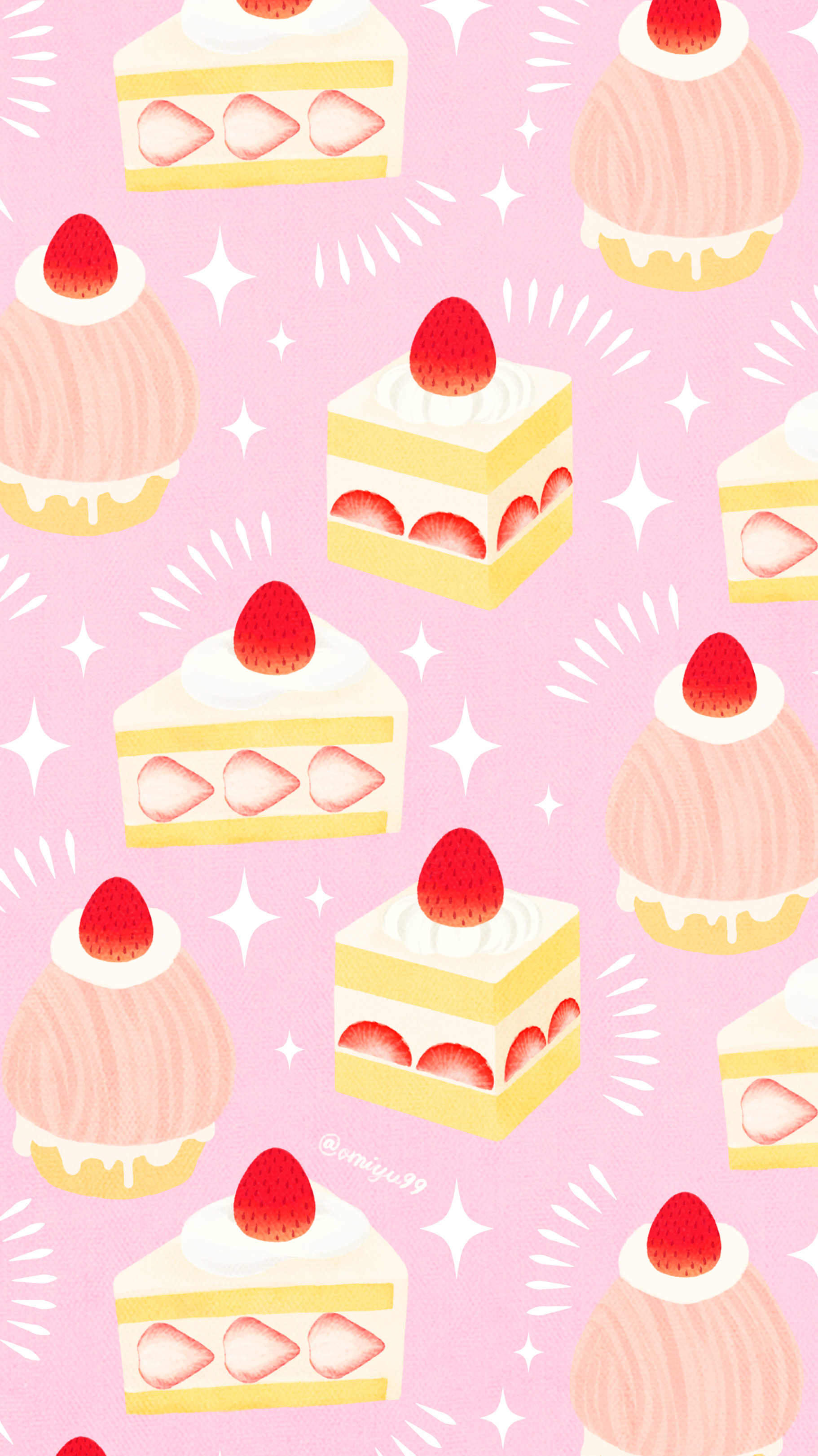 Omiyu いちごケーキな壁紙 Illust Illustration 壁紙 イラスト Iphone壁紙 ケーキ いちご 食べ物 Strawberry Cake T Co Qk9wl2wgqj Twitter