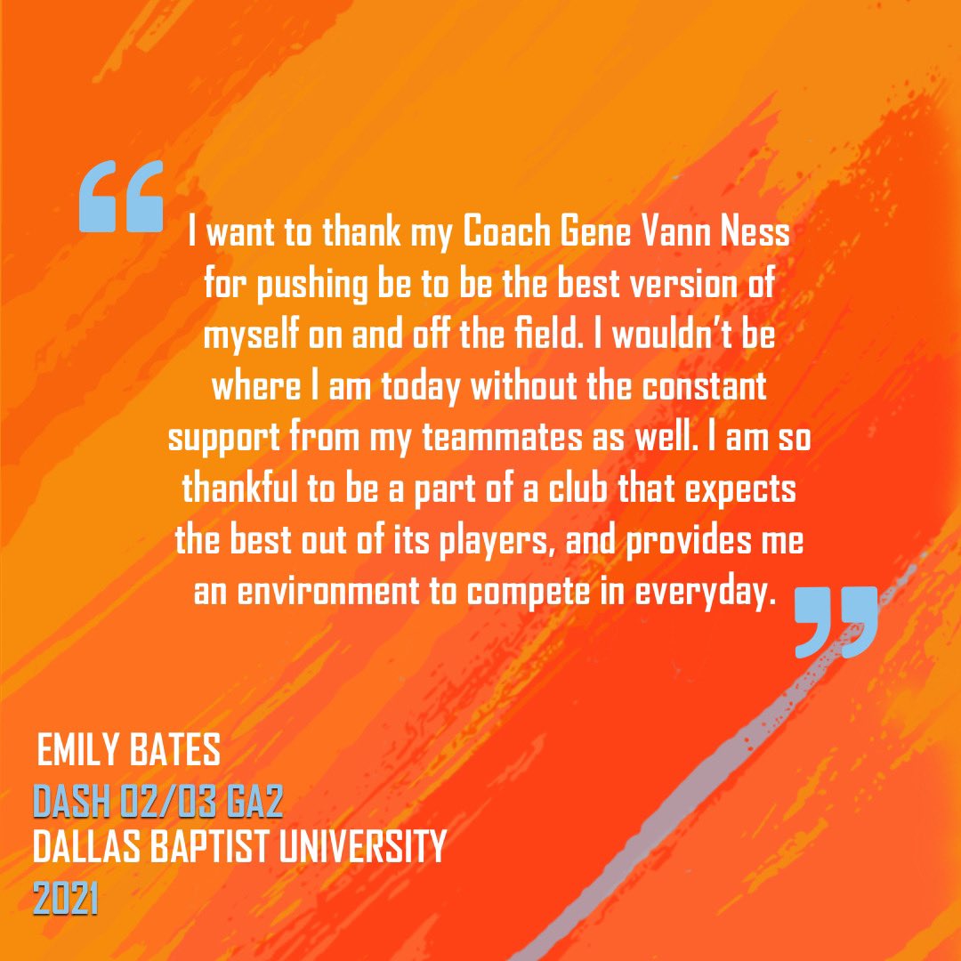 HTXSoccer's tweet photo. 🚨 College Commitment! 🚨

Emily Bates from the Houston Dash 02/03 GA2 has committed to @dbupatriots. Congratulations, Emily! ⚽🧡

#dynamodashyouth #ddycollegecenter #ddycff #collegefitfinder #ddycommitted @dbuwomenssoccer https://t.co/oHAFShW0ow