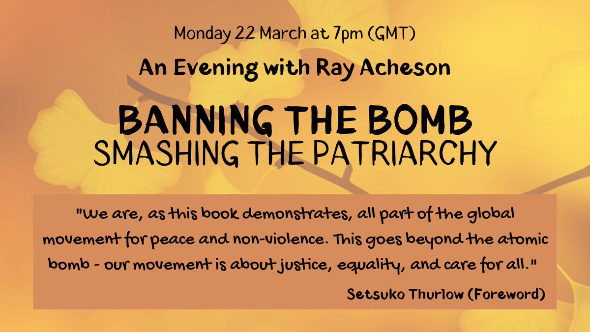 "We are part of the global movement for peace and non-violence. This goes beyond the atomic bomb - our movement is about justice, equality, and care for all." Join us, <a href="/ICAN_UK/">ICAN in the UK</a> and @achesonray on Monday 22 March to find out how: eventbrite.com/e/banning-the-…

@RowmanInternat <a href="/WILPF/">WILPF</a>