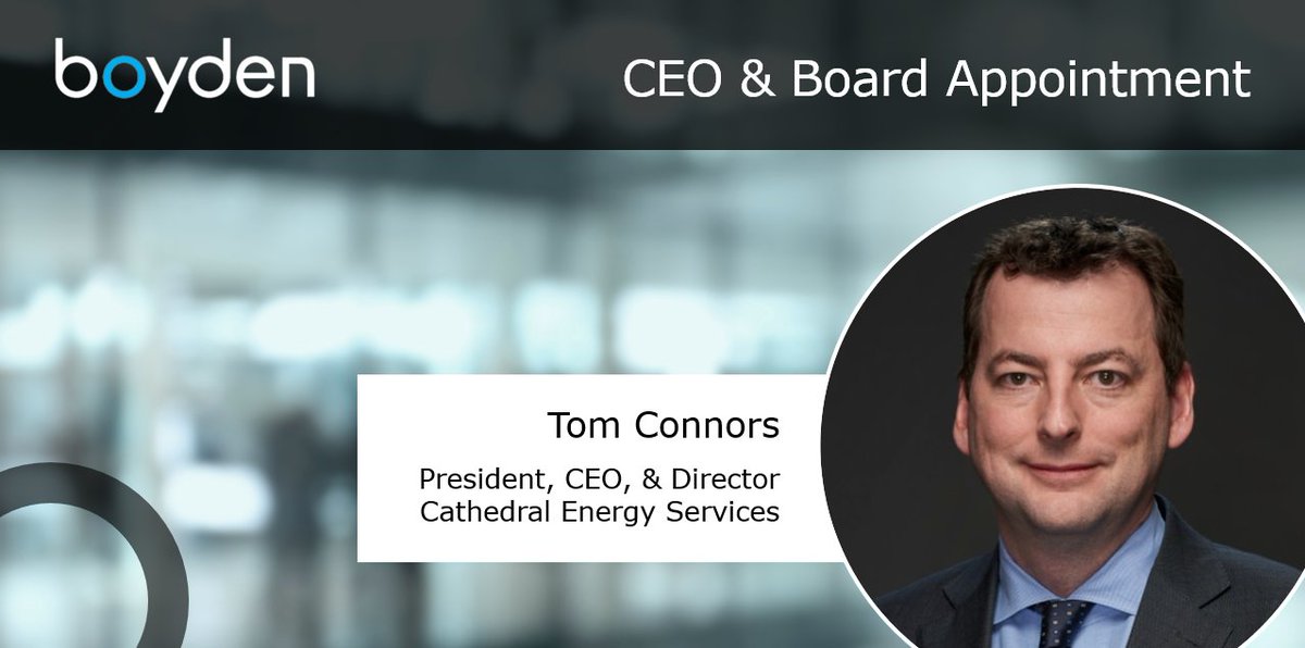 BoydenUS's tweet photo. Boyden’s Global #CEO &amp; #BoardServices Practice is proud to share @CathedralEnergy appointment news: welcoming new #President, #CEO, and Director, Tom Connors.  A recruitment led by Robert Travis @roberttravis >> https://t.co/TOlmIiLcSc https://t.co/kvPIqeHz8X