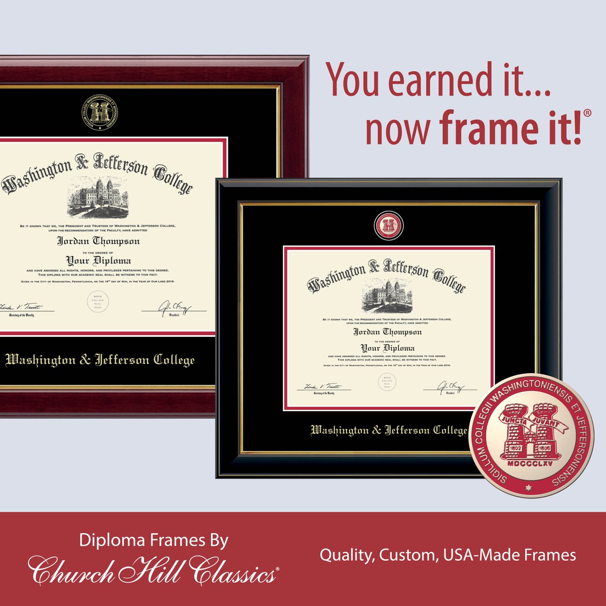 wjcampusstore's tweet photo. Spring semester is in full swing! Seniors, get ready to show off your hard-earned degree in a custom @wjcollege diploma frame 🎓💪🎓#washjeff #dubjay #prezpride #Classof2021 #PerfectGradGift #Grad2021 @diplomaframe #EarnItFrameIt #HardWorkPaysOff https://t.co/XKp56lyAhl